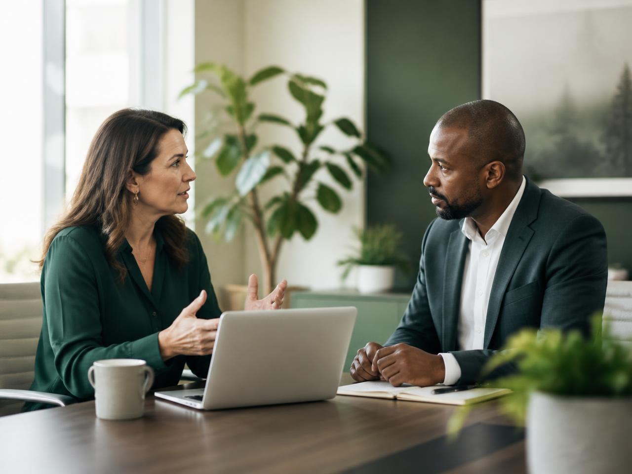 Two healthcare operations leaders discussing the Thornbridge platform